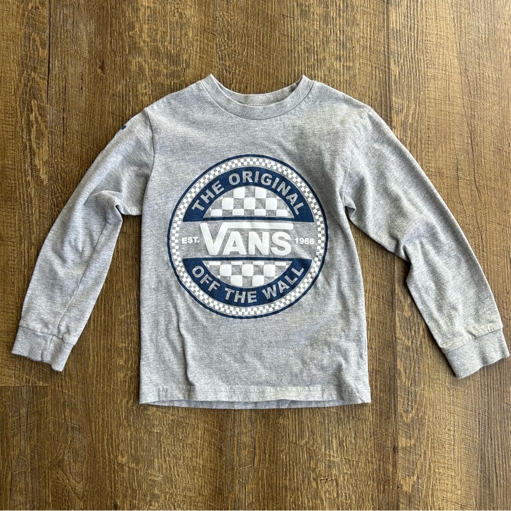 Vans Kids Gray Long Sleeve Tee with Logo 3T gray